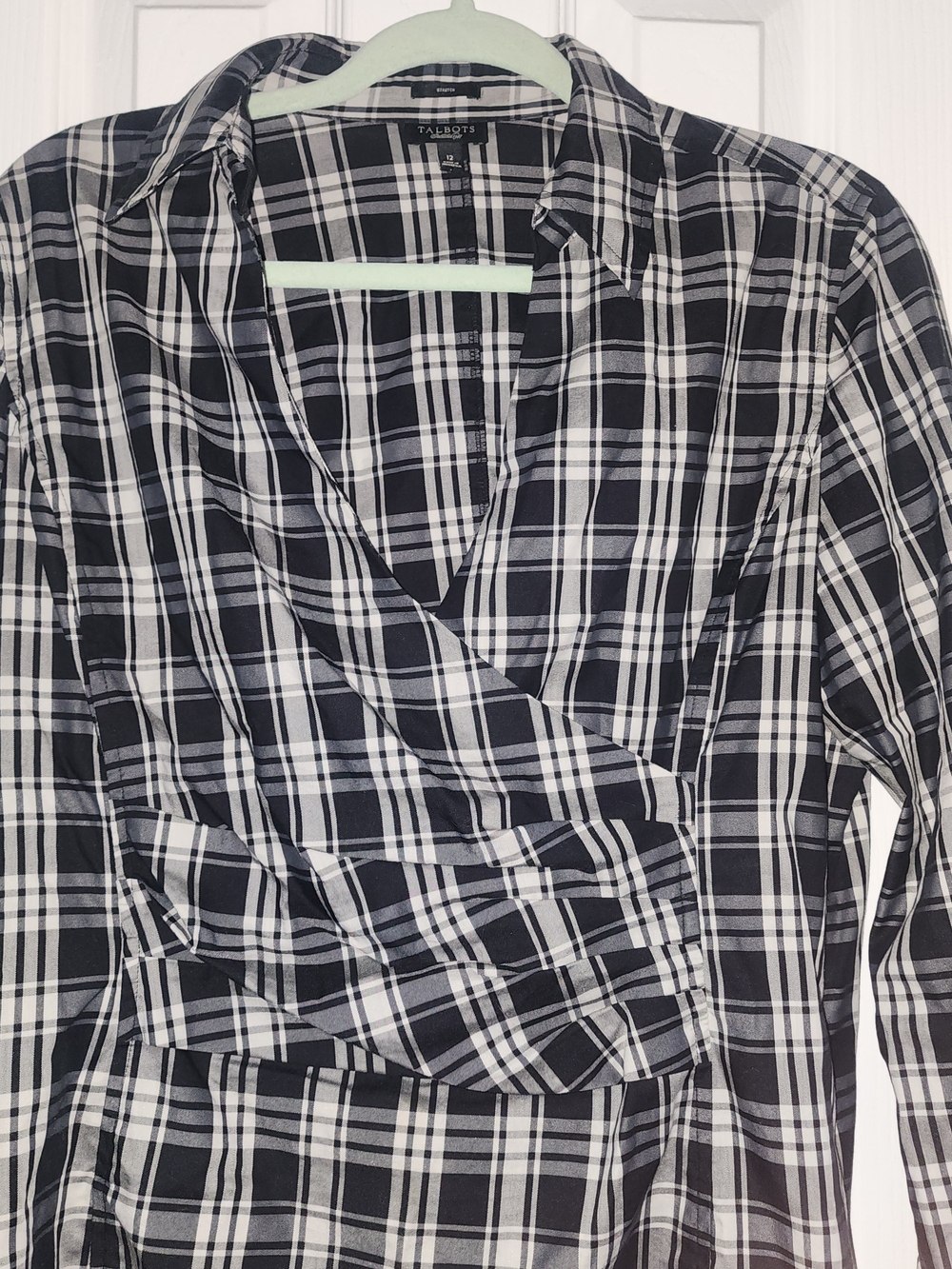 Talbots Plaid Wrap Shirt With Side Zipper Cotton Blen Size 12